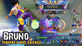 2 MANIACS, 1 SAVAGE? | BRUNO GAMEPLAY | MOBILE LEGENDS