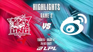 LNG vs WBG | Highlights - Game 2 | Tuần 6 Ngày 4 | LPL Mùa Xuân 2022