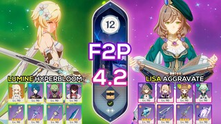 [F2P] Dendro Traveler Hyperbloom & Lisa Aggravate l Spiral Abyss 4.2 Floor 12 9 stars Genshin Impact