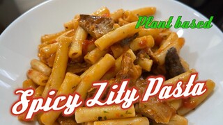 Spicy Ziti Pasta with Mixed Mushrooms and Tomato Sauce