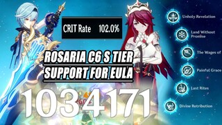 Rosaria C6 is Best Support For Eula 30% Crit Rate Buff | 1 Million Open World Showcase