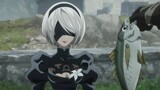 "2B doesn't like fish and keeps shaking her head. She's so cute!"
