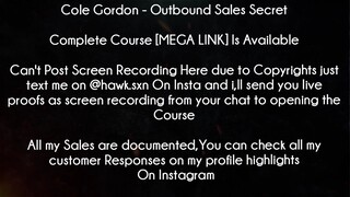 Cole Gordon Course Outbound Sales Secret Download