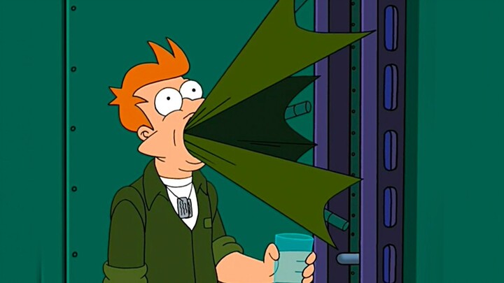 Futurama: Magical jelly beans turn into tents when in contact with water, and greedy Fry wants to tr