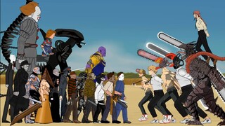 All CHAINSAW MAN, KATANA MAN Vs Thanos, It pennywise, Michael, Jason, Jeff,Freddy, Leatherface, Uber