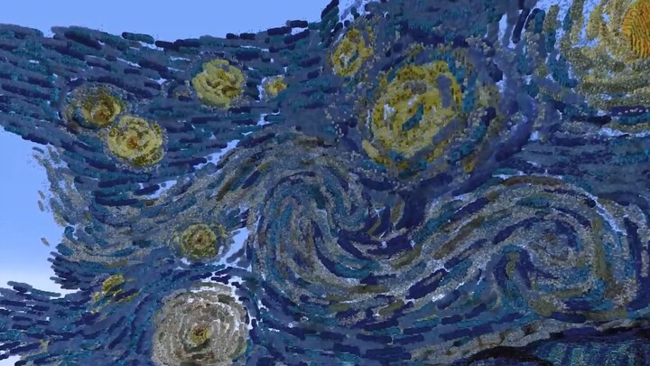 Restore Van Gogh's masterpiece "Starry Night" in "Minecraft"