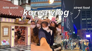 korea vlog ⊹˙ | trying street food, lotte world, hanboks, & exploring