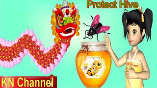 MÚA LÂN BẢO VỆ TỔ ONG | CHO CON LÂN ĂN CÔN TRÙNG | TRÒ CHƠI VUI NHỘN PROTECT HIVE KN Channel