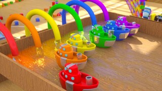 Fun English animation of toy cars, teaching children to recognize fruits and learn colors - excavato