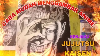 cara mudah menggambar anime jujutsu kaisen KENJAKU