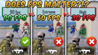 90 FPS vs 60 FPS vs 30 FPS (PUBG MOBILE) Does FPS Matter? Ultimate FPS Comparison