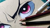 Drawing anime eyes Kimetsu no Yaiba | Coloring Tanjiro eyes