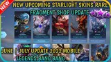 NEW UPCOMING STARLIGHT SKINS RARE FRAGMENT SHOP UPDATE JUNE | JULY 2022 MOBILE LEGENDS BANG BANG