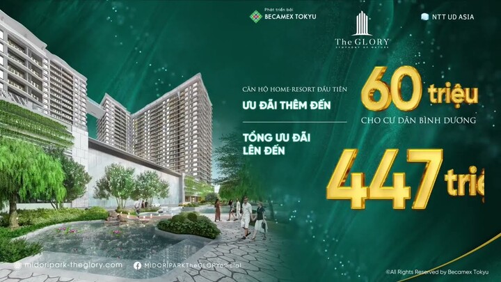 MIDORI PARK The GLORY | ƯU ĐÃI THÊM ĐẾN 60 TRIỆU CHO CƯ DÂN BÌNH DƯƠNG