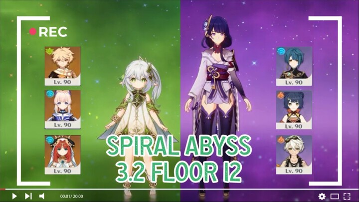 Nilou Bloom with Nahida & Raiden National - Genshin Impact Spiral Abyss 3.2 - 9 Star [Floor 12]