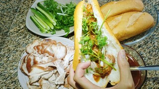 Xá Xíu Giò Heo - Bánh Mì Thịt với nước sốt xá xíu ngon