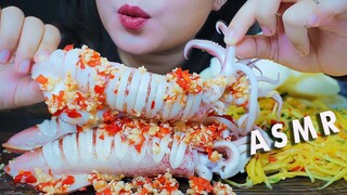 ASMR COOKING SQUID PAPAYA SALAD GLUTINOUS RICE CHUPATTIES EATING SOUNDS | LINH-ASMR