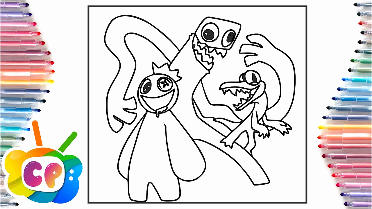 Rainbow Friends Blue v Pink FNF coloring pages 10 – Having fun