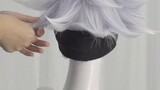 Manmei Jujutsu Kaisen Gojo Satoru cos tutorial penataan wig tentang cara memiliki afro berbunga 5t5