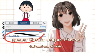 gambar maruko dengan 1 brush [ draw challenge ]