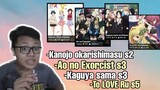 Bahas Kanojo okarishimasu s2,Kaguya sama s3,Ao no exorcist s3,Tu love ru s5 ||Request subscriber
