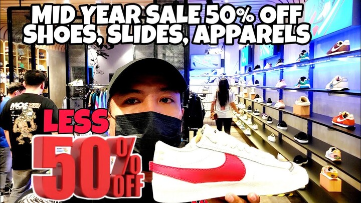 MID YEAR SALE 50% OFF SHOES' SLIDES AND APPARELLS ANG DAMING CHOICES DIN NA PWEDE MABILI DITO