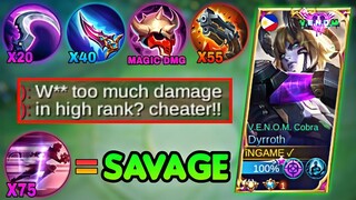 SAVAGE!! NEW DYRROTH MULTI DAMAGE 1 SHOT BUILD IN HIGH RANK | GLOBAL DYRROTH BEST BUILD MLBB