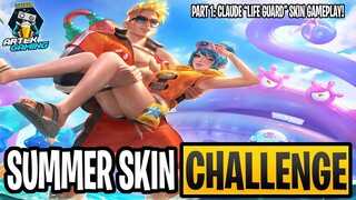 MLBB SUMMER SKIN CHALLENGE PART 1 | CLAUDE "LIFE GUARD" SKIN GAMEPLAY
