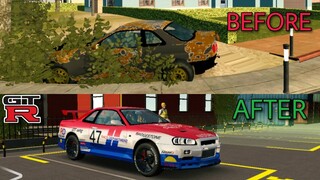 funny🤣rebuilding abandoned nissan gt-r  r34 car parking multiplayer roleplay new update 2022