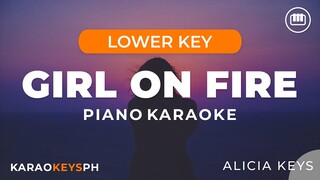 Girl On Fire - Alicia Keys (Lower Key - Piano Karaoke)