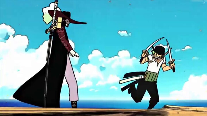 Zoro: Kemampuan kaki orang itu jauh lebih baik darimu. Sanji: Kemampuan pedang orang itu jauh lebih 