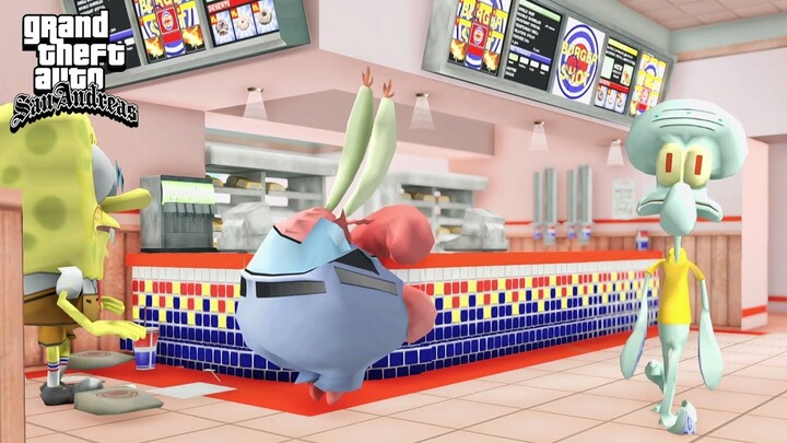SQUIDWARD SAKIT, TUAN KRAB GERAM - GTA Lucu Spongebob
