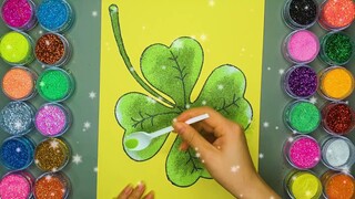 Cỏ 4 Lá May Mắn✍ Vẽ Và Tô Màu Tranh Cát  🎨Học Màu Sắc | Heo Xinh