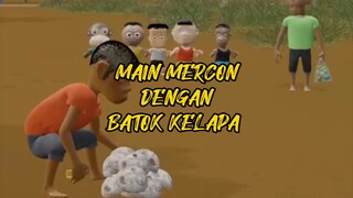 Si Monyil main petasan menggunakan batok kelapa