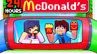 ค้างคืน 24 ชั่วโมงที่ MCDONALDS ใน Minecraft!