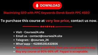 Maximizing SEO with PPC Keywords Derek Booth PPC 4SEO