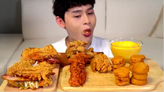 mukbang đùi gà chiên chấm magione #amthuc #monngon