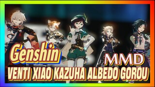 [Genshin  MMD]  Venti  Xiao   Kazuha  Albedo  Gorou