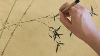 Proses demonstrasi lukisan Cina menulis metode lukisan bambu tangan bebas manusia bambu