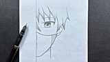 Easy anime drawing | how to draw anime boy half face wearing a mask easy step-by-step