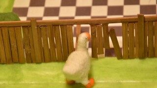 Stop-motion animation adapted from Untitled Goose Game! The big goose is super cute