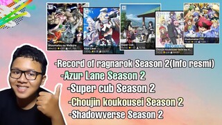 Bahas Record of ragnarok s2,azur lane s2,super cub s2,choujin koukousei s2,shadowverse s2 ||Req subs