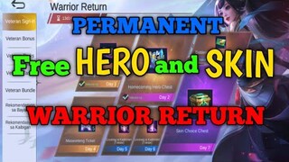 Free Permanent HERO and SKIN New event WARRIOR RETURN  #mobilelegends #warriorreturn #eventml