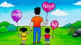 Menggambar tema hari ayah || Menggambar anggota keluarga