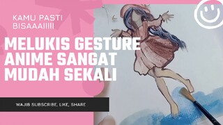 Melukis Gesture Anime #art #bestofbest #drawing #painting #caramenggambar #caramelukis