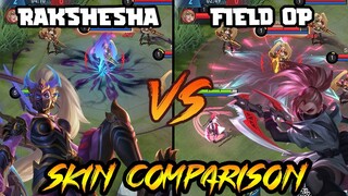 HANABI FIELD OP SPECIAL SKIN EFFECTS VS. RAKSHESHA EPIC SKIN - MLBB SKIN COMPARISON SERIES