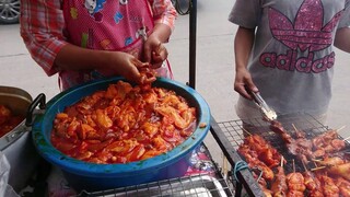 Thai Street Food grilled chicken  ไก่ย่าง ตับย่าง เครื่องในย่าง แซ่บมากบอกเลย อร่อยมาก