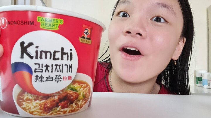 ASMR Korean Noodles Nongshim Kimchi | Favorite Spicy Nongshim Farmer's Heart Kimchi Noodles