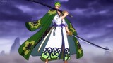 Zoro shows Kaido that he is Wano's new sword god, Zoro destroys Hawkins' straw man