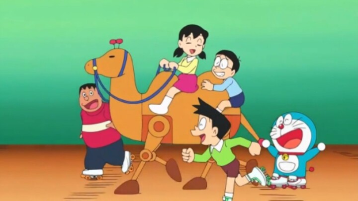 Nobita and the blue fat man used the horizon tape to enter the other dimension and were trapped in i